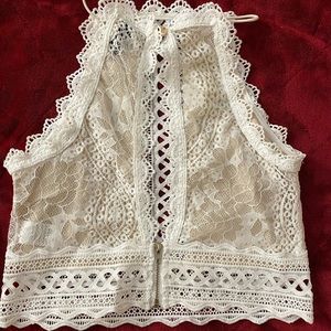 White/cream back zipped crop top